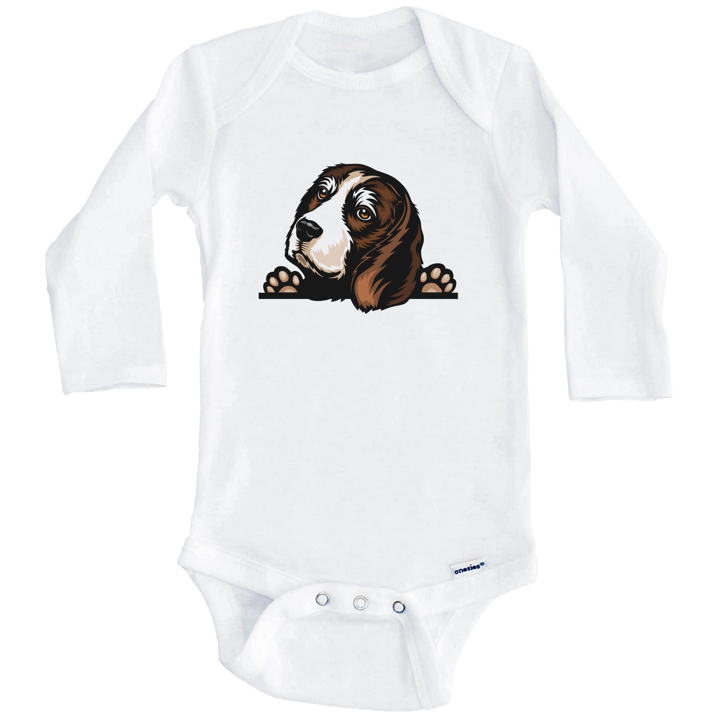 Beagle Dog Breed Cute One Piece Baby Bodysuit v2 (Long Sleeves)