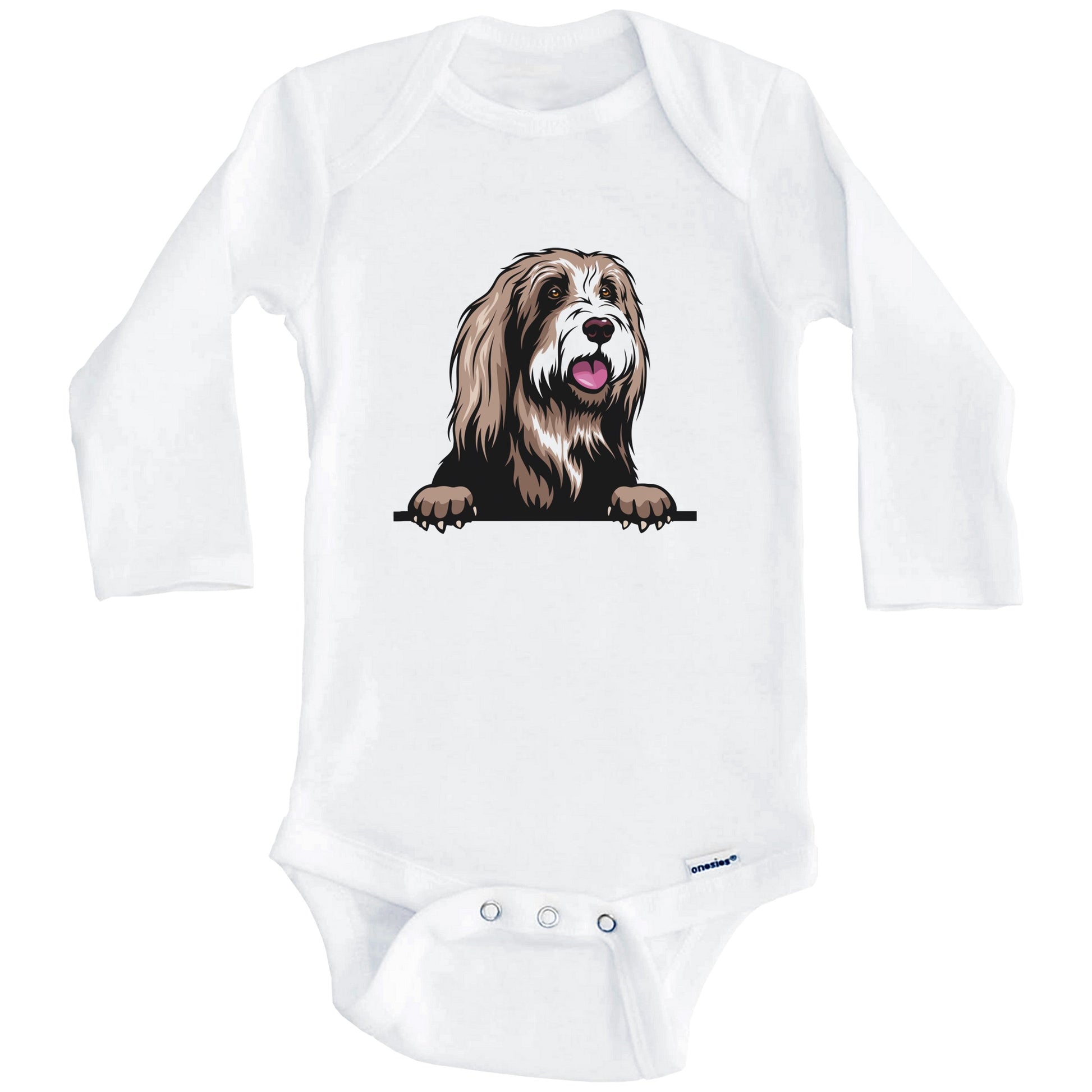 Bearded Collie Dog Breed Cute One Piece Baby Bodysuit (Long Sleeves)