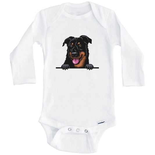 Beauceron Dog Breed Cute One Piece Baby Bodysuit (Long Sleeves)