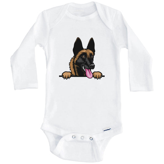 Belgian Malinois Dog Breed Cute One Piece Baby Bodysuit (Long Sleeves)