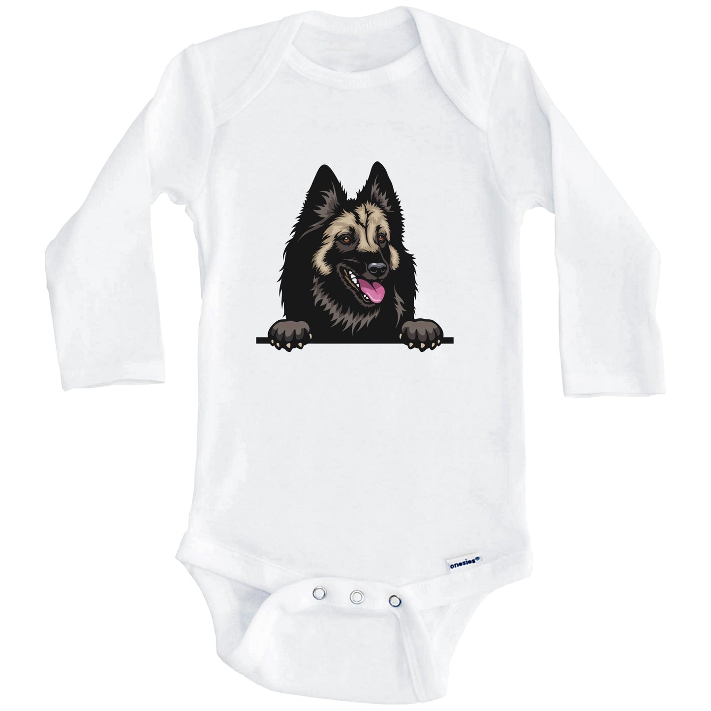 Belgian Tervuren Dog Breed Cute One Piece Baby Bodysuit (Long Sleeves)