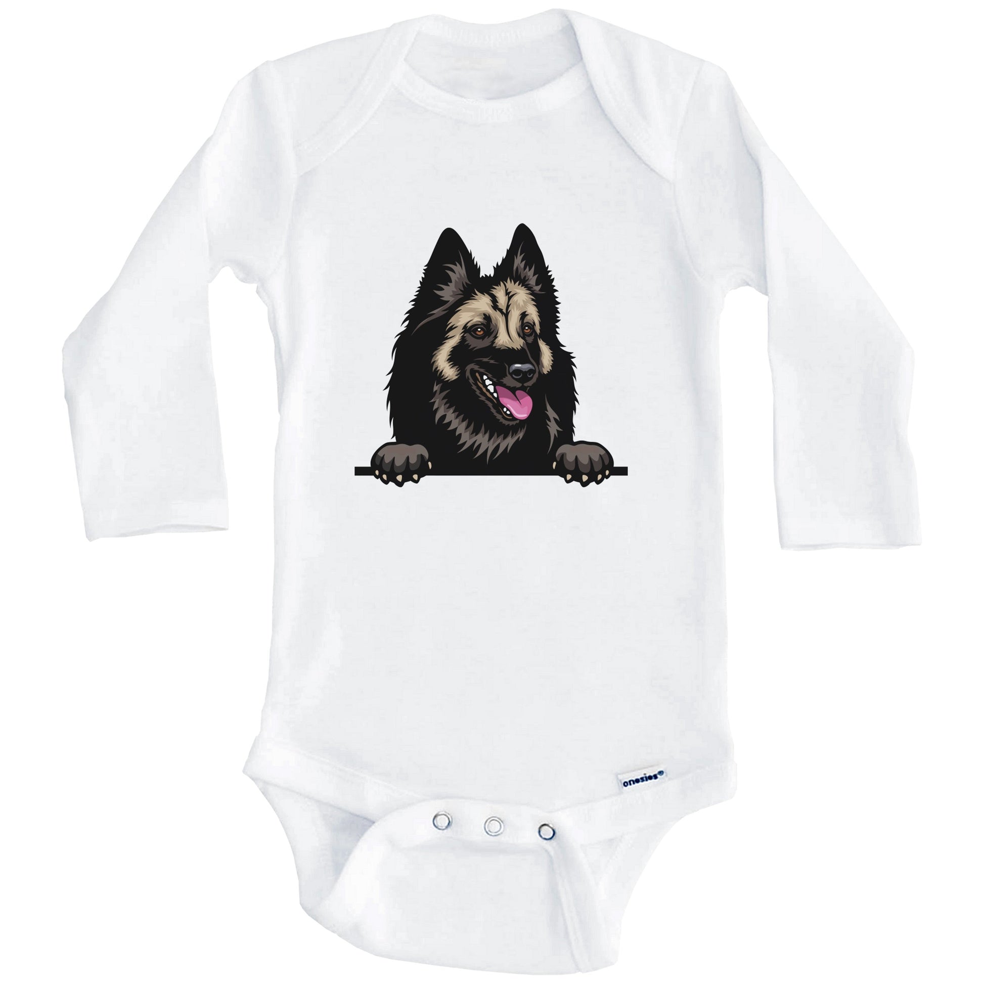 Belgian Tervuren Dog Breed Cute One Piece Baby Bodysuit (Long Sleeves)