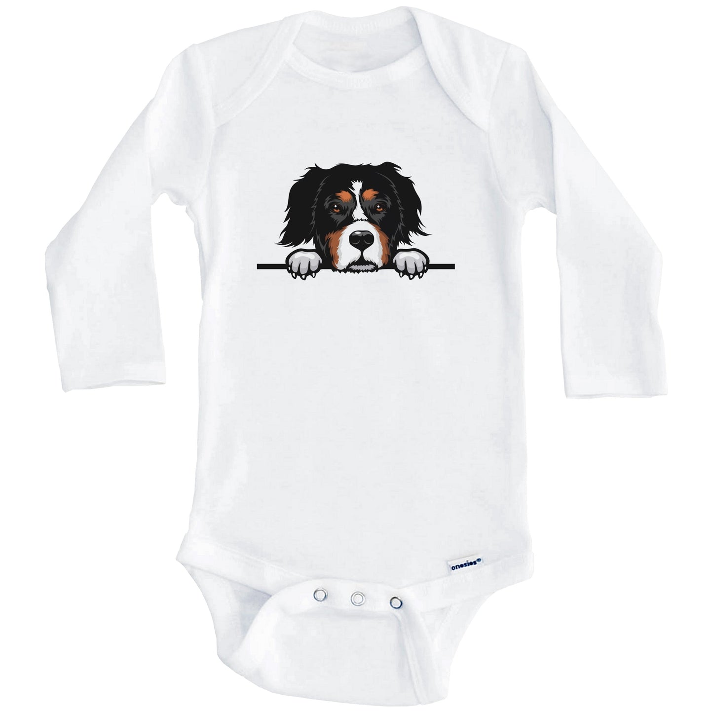 Bernese Mountain Dog Dog Breed Cute One Piece Baby Bodysuit v2 (Long Sleeves)