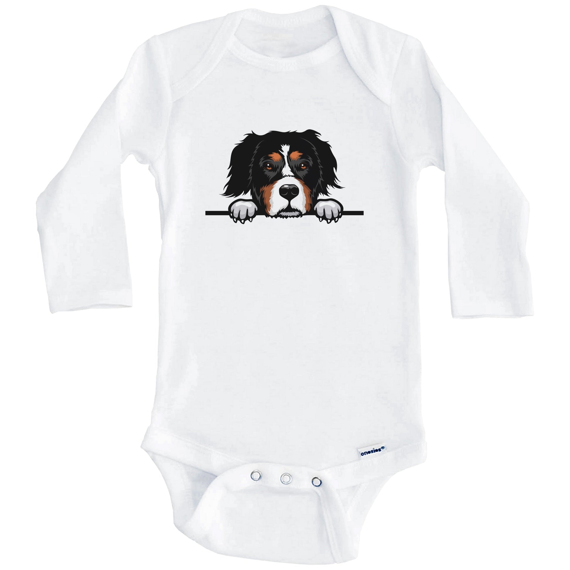 Bernese Mountain Dog Dog Breed Cute One Piece Baby Bodysuit v2 (Long Sleeves)