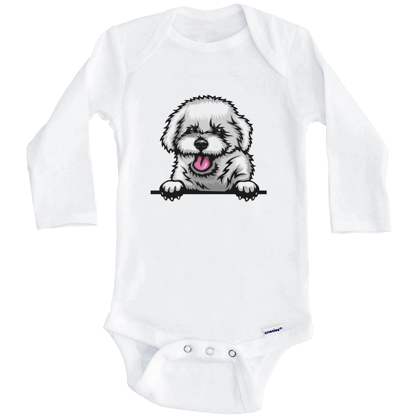 Bichon Frise Dog Breed Cute One Piece Baby Bodysuit (Long Sleeves)