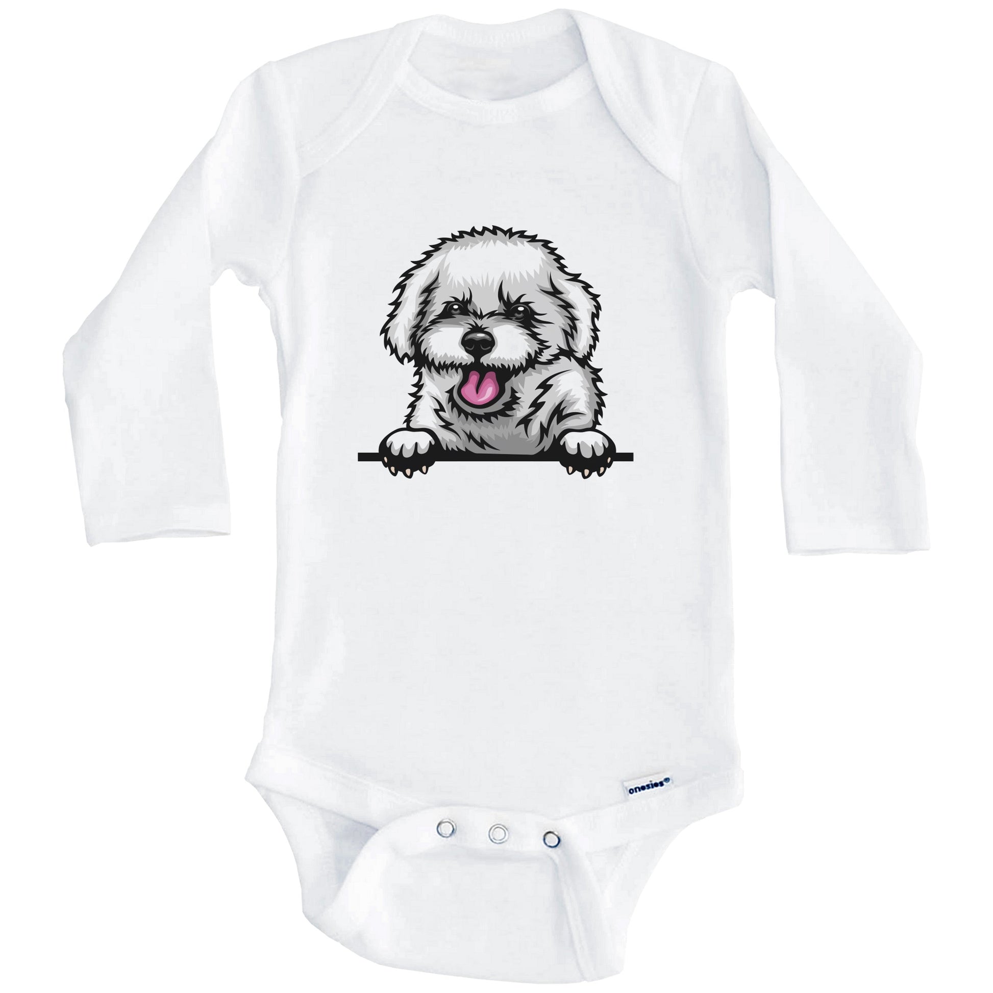 Bichon Frise Dog Breed Cute One Piece Baby Bodysuit (Long Sleeves)