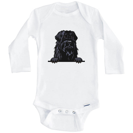 Black Russian Terrier Dog Breed Cute One Piece Baby Bodysuit (Long Sleeves)