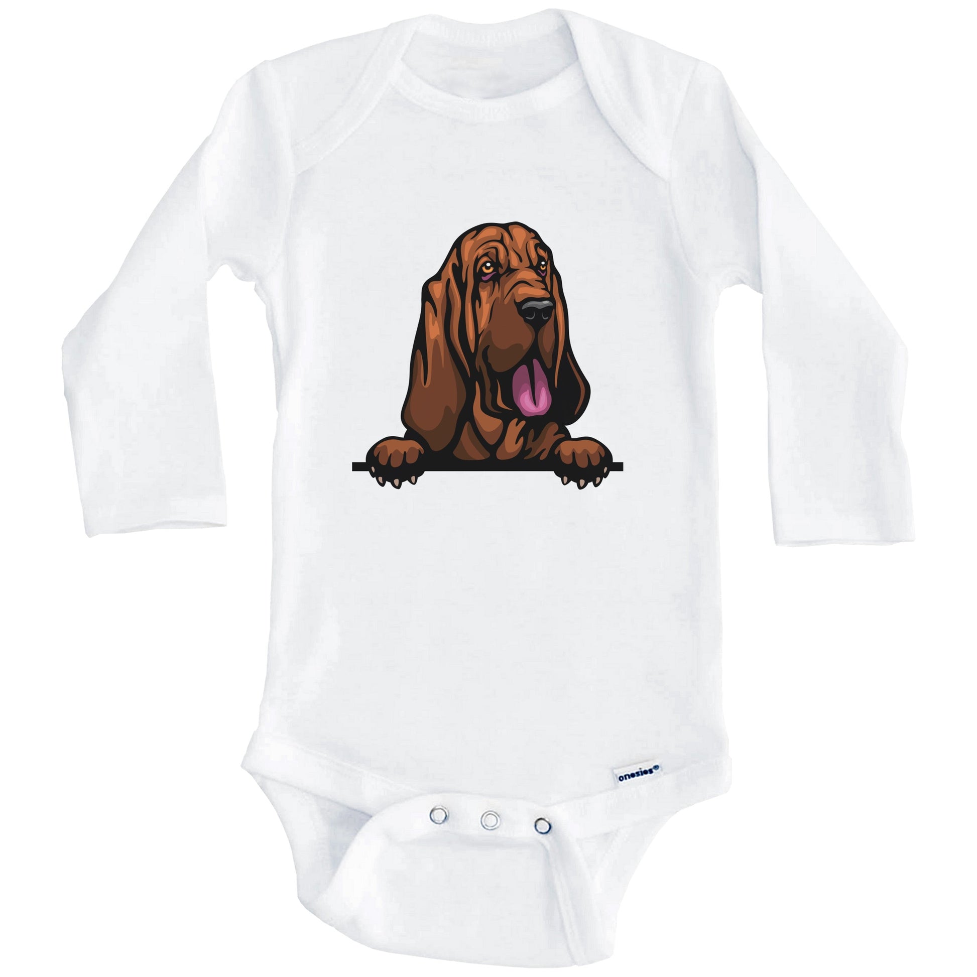 Bloodhound Dog Breed Cute One Piece Baby Bodysuit (Long Sleeves)