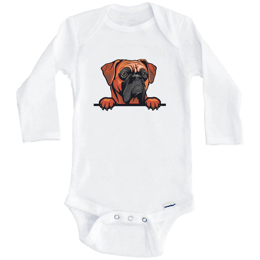 Boxer Dog Breed Cute One Piece Baby Bodysuit v2 (Long Sleeves)