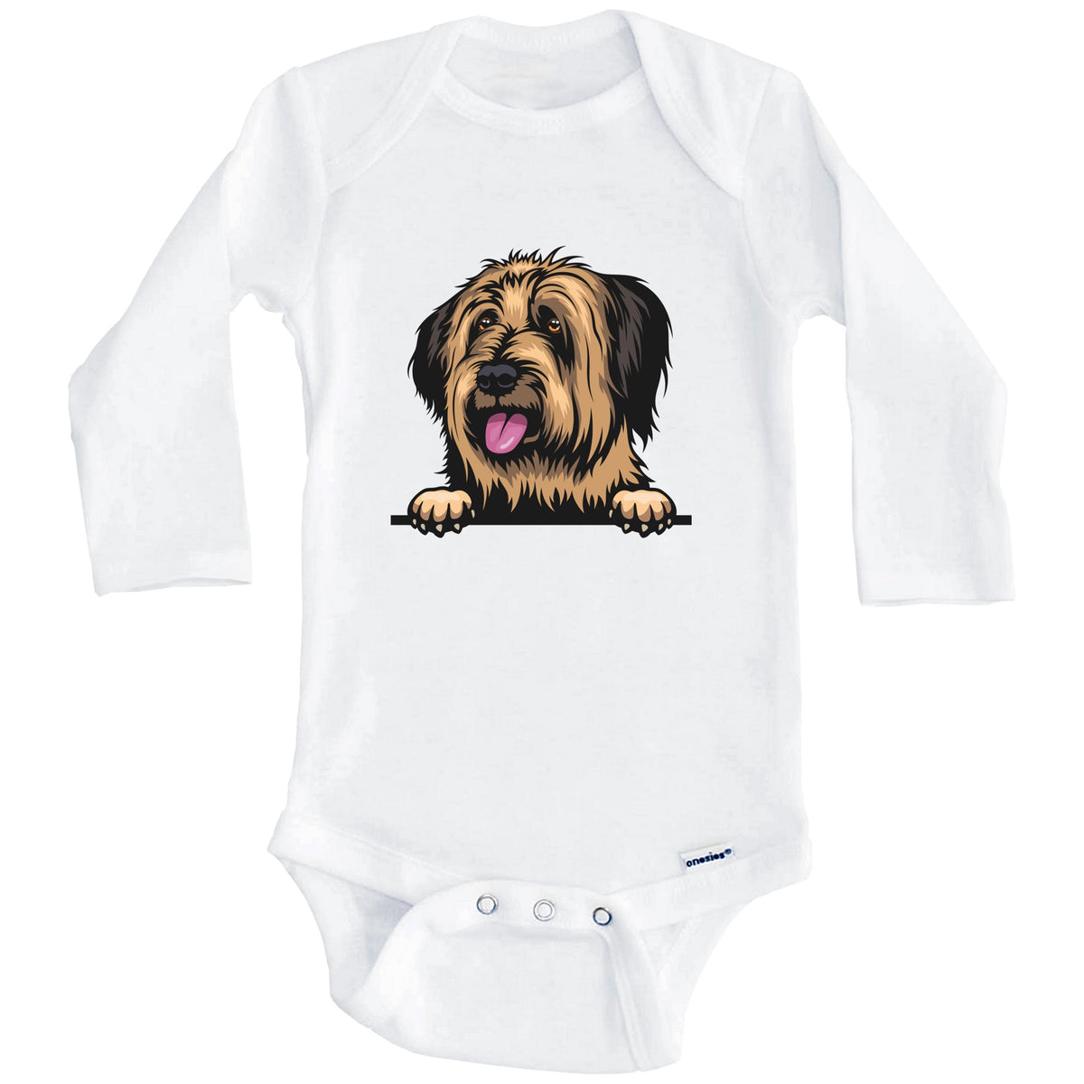 Briard Dog Breed Cute One Piece Baby Bodysuit (Long Sleeves)
