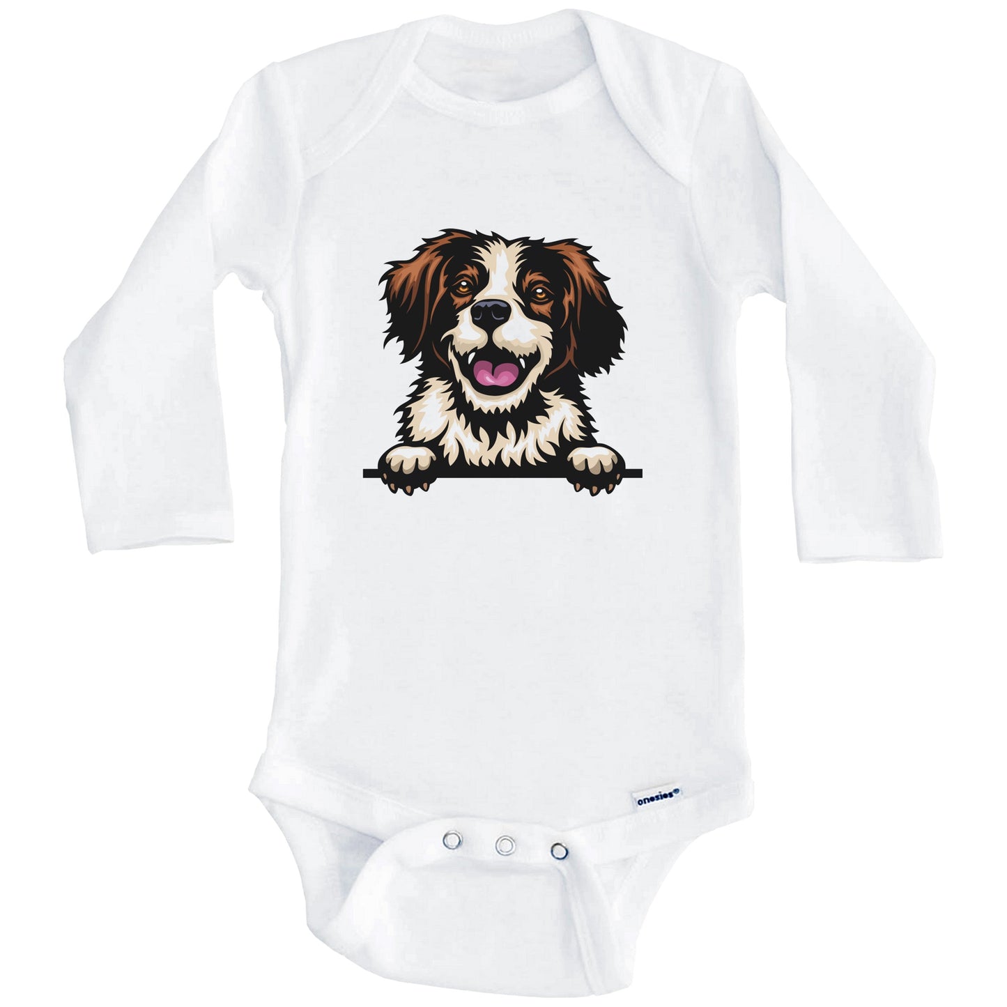 Brittany Dog Breed Cute One Piece Baby Bodysuit (Long Sleeves)