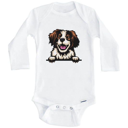 Brittany Dog Breed Cute One Piece Baby Bodysuit (Long Sleeves)