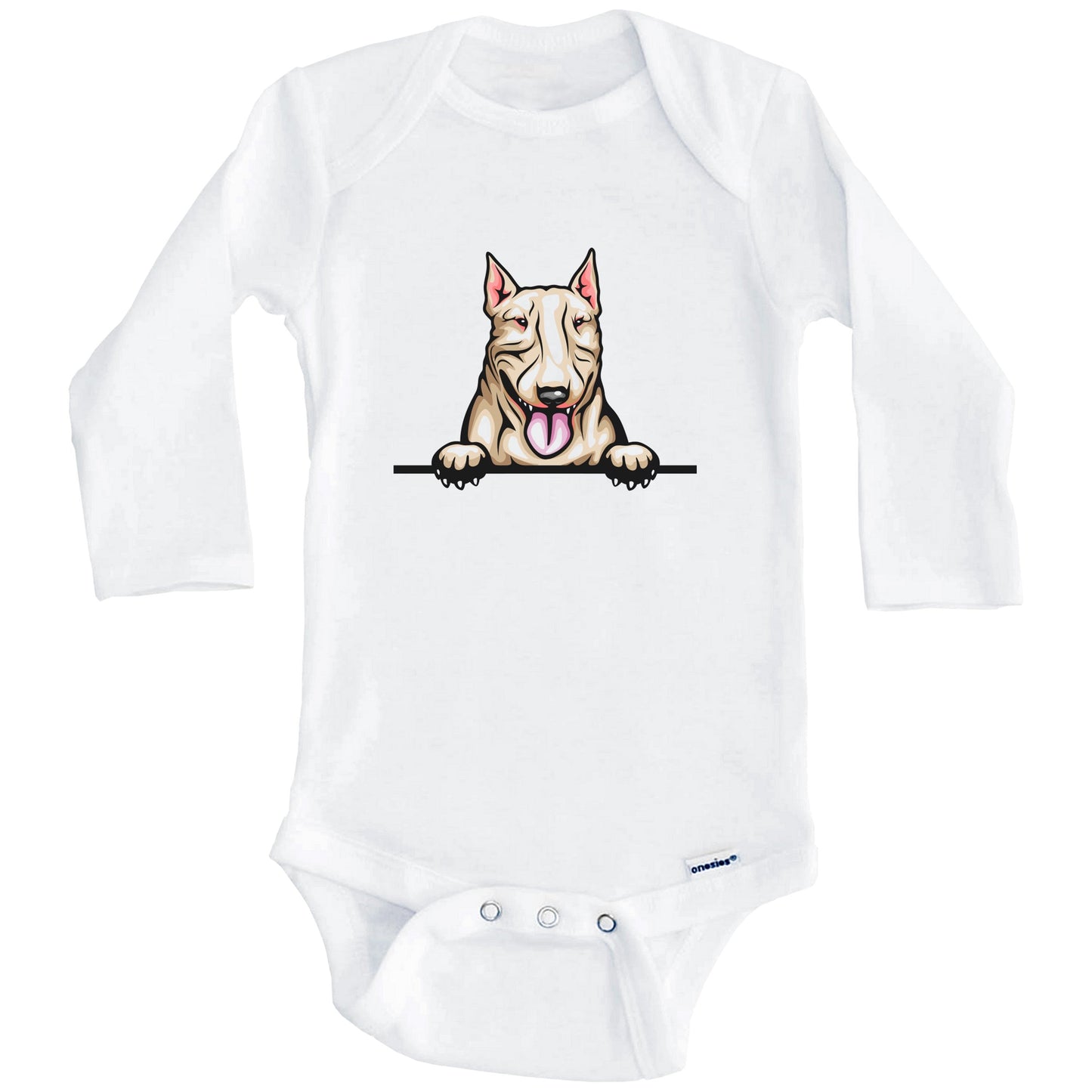 Bull Terrier Dog Breed Cute One Piece Baby Bodysuit (Long Sleeves)