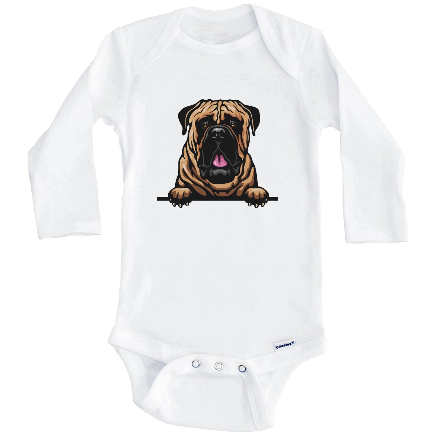 Bullmastiff Dog Breed Cute One Piece Baby Bodysuit (Long Sleeves)
