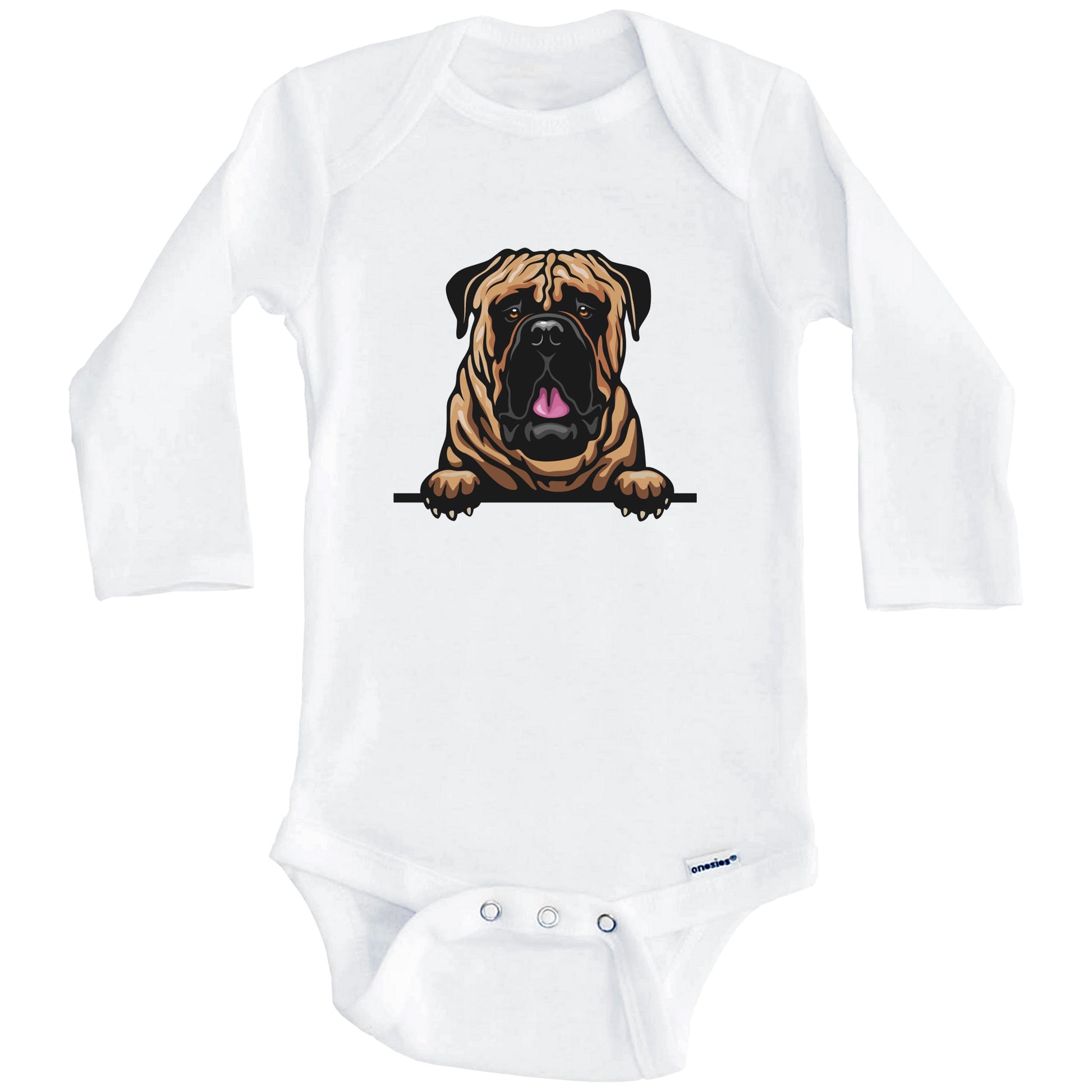 Bullmastiff Dog Breed Cute One Piece Baby Bodysuit (Long Sleeves)