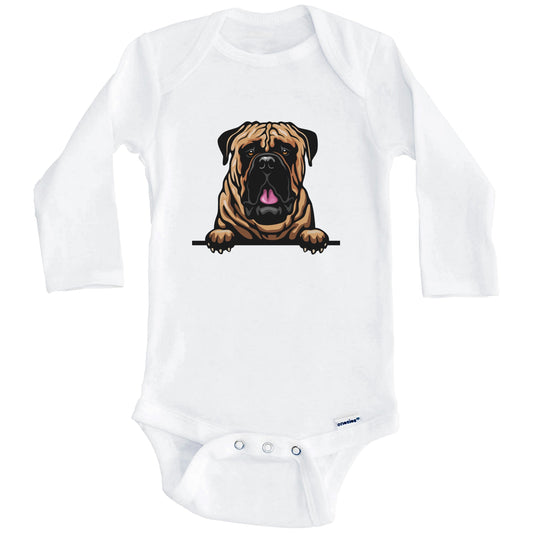 Bullmastiff Dog Breed Cute One Piece Baby Bodysuit (Long Sleeves)