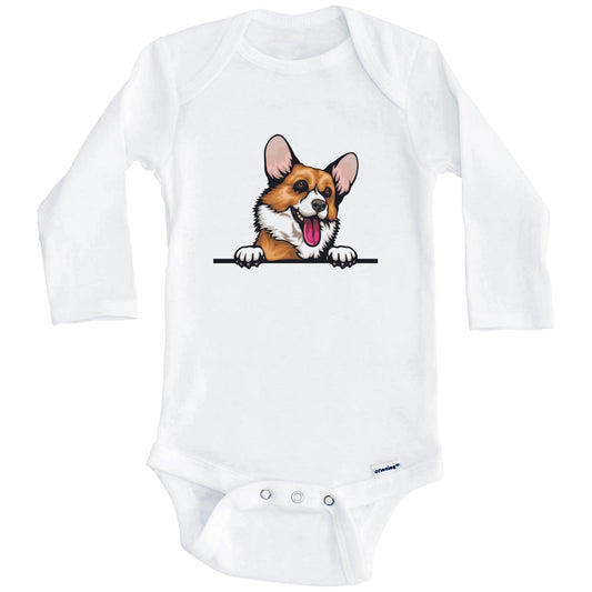 Cardigan Welsh Corgi Dog Breed Cute One Piece Baby Bodysuit v2 (Long Sleeves)