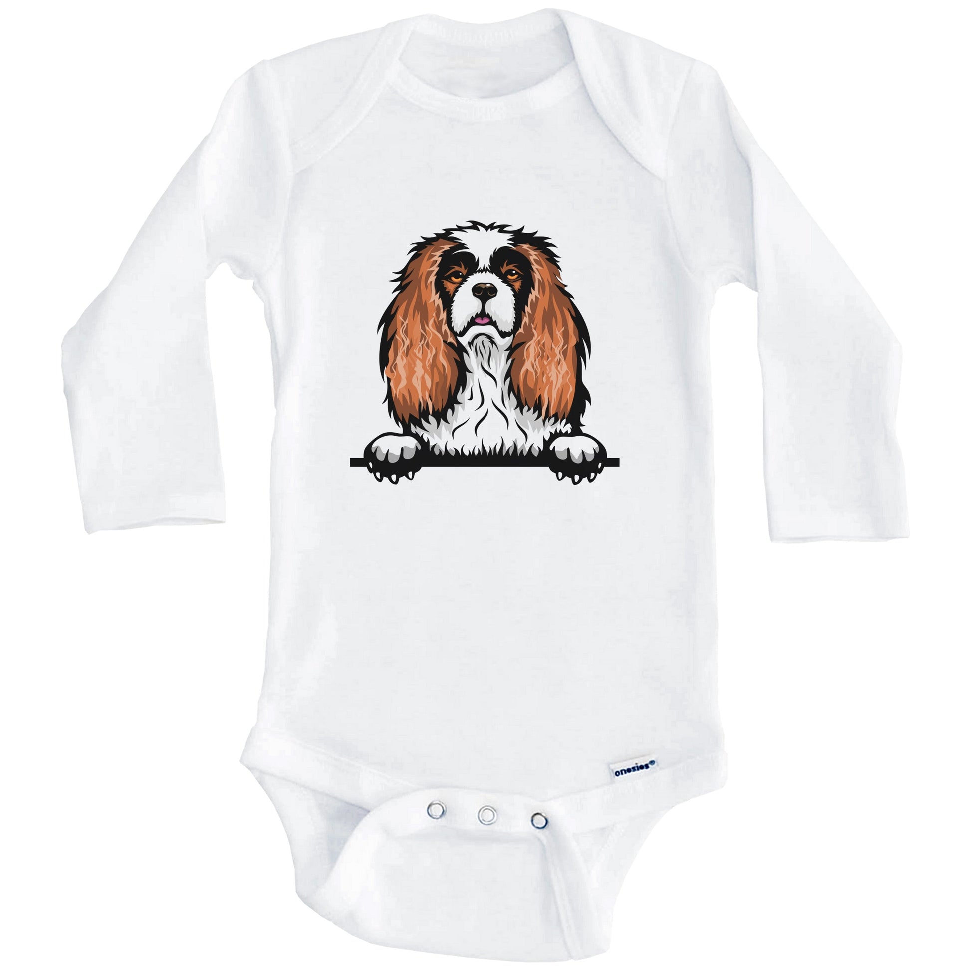 Cavalier King Charles Spaniel Dog Breed Cute One Piece Baby Bodysuit (Long Sleeves)
