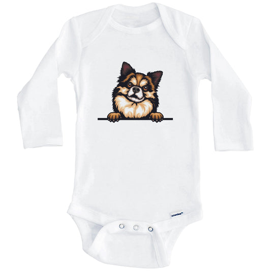 Long Haired Chihuahua Dog Breed Cute One Piece Baby Bodysuit (Long Sleeves)