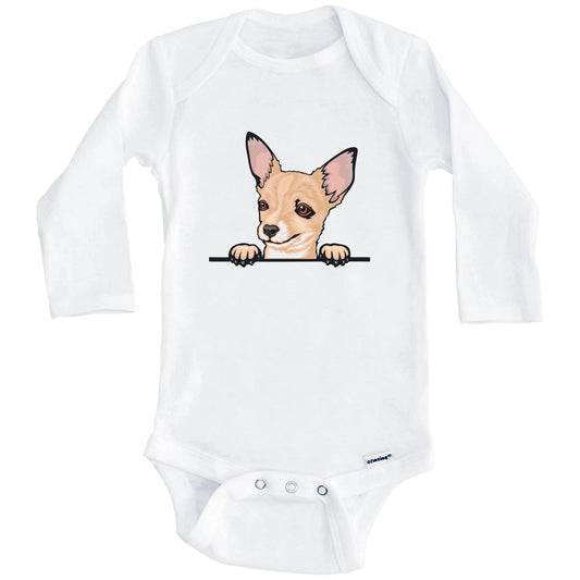 Short Haired Chihuahua Dog Breed Cute One Piece Baby Bodysuit (Long Sleeves)