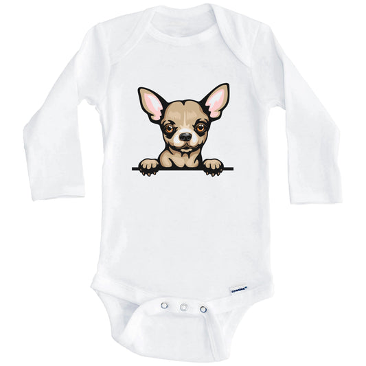 Short Haired Chihuahua Dog Breed Cute One Piece Baby Bodysuit v2 (Long Sleeves)
