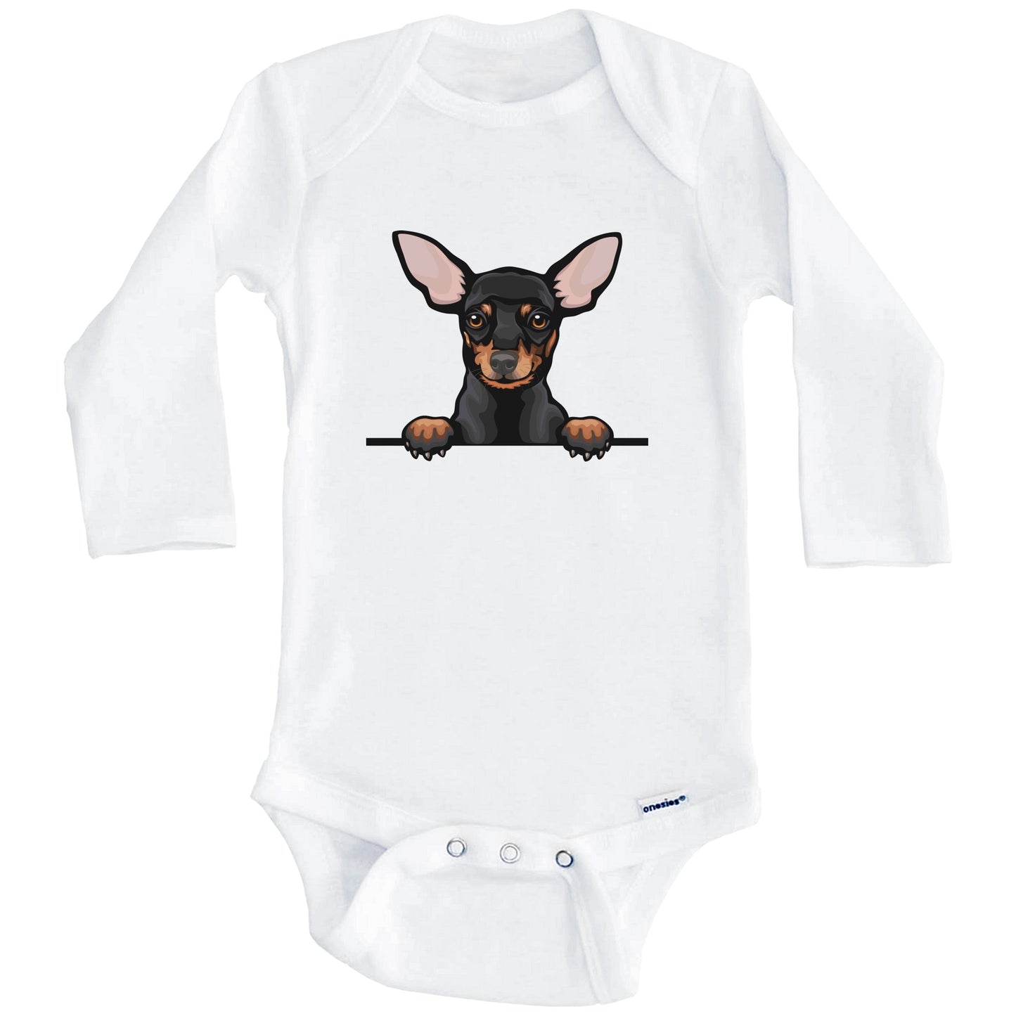 Short Haired Chihuahua Dog Breed Cute One Piece Baby Bodysuit v4 (Long Sleeves)
