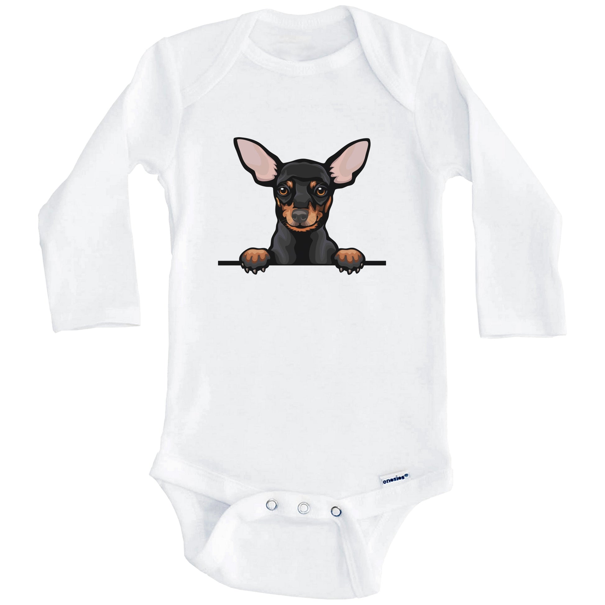 Short Haired Chihuahua Dog Breed Cute One Piece Baby Bodysuit v4 (Long Sleeves)