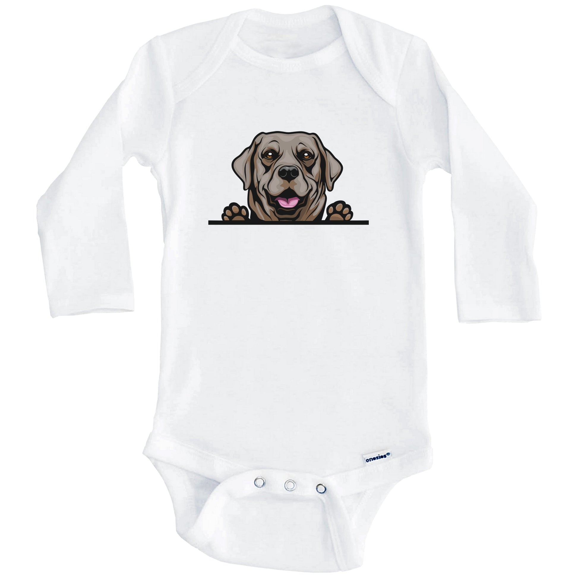 Chocolate Lab Dog Breed Cute One Piece Baby Bodysuit (Long Sleeves)