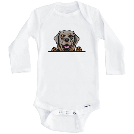 Chocolate Lab Dog Breed Cute One Piece Baby Bodysuit (Long Sleeves)