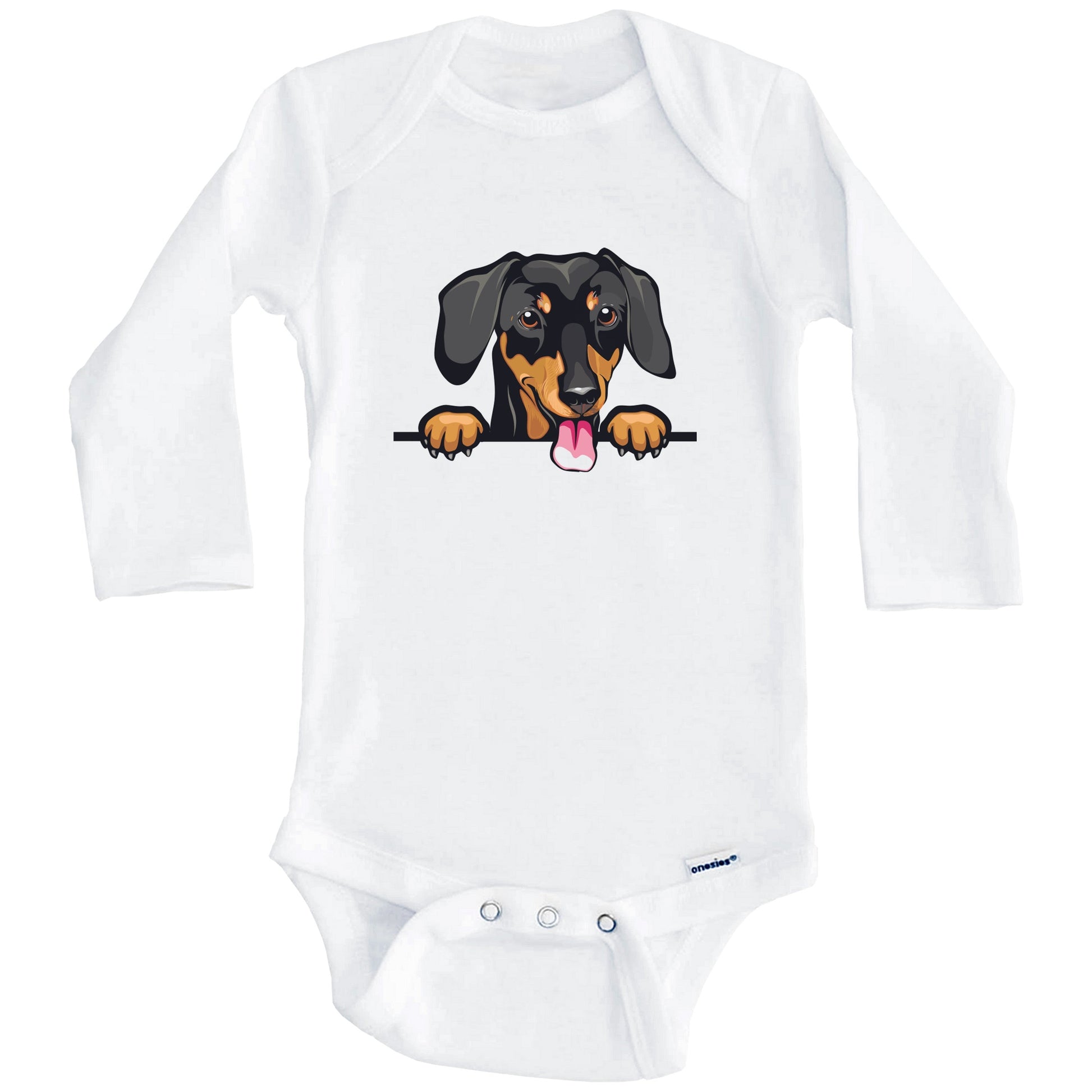 Dachshund Dog Breed Cute One Piece Baby Bodysuit v2 (Long Sleeves)