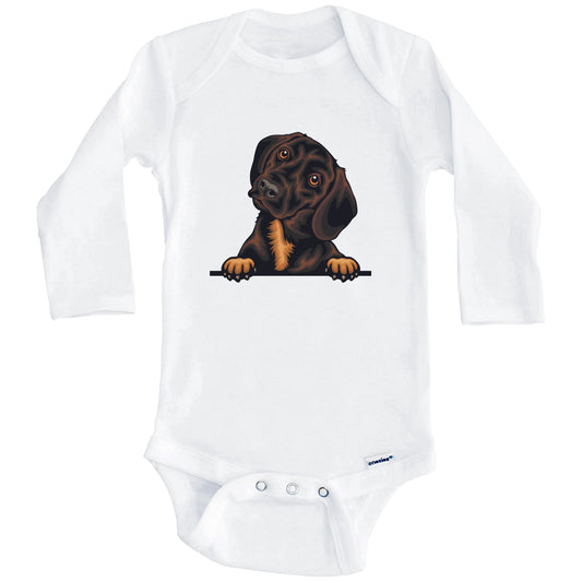 Dachshund Dog Breed Cute One Piece Baby Bodysuit v3 (Long Sleeves)