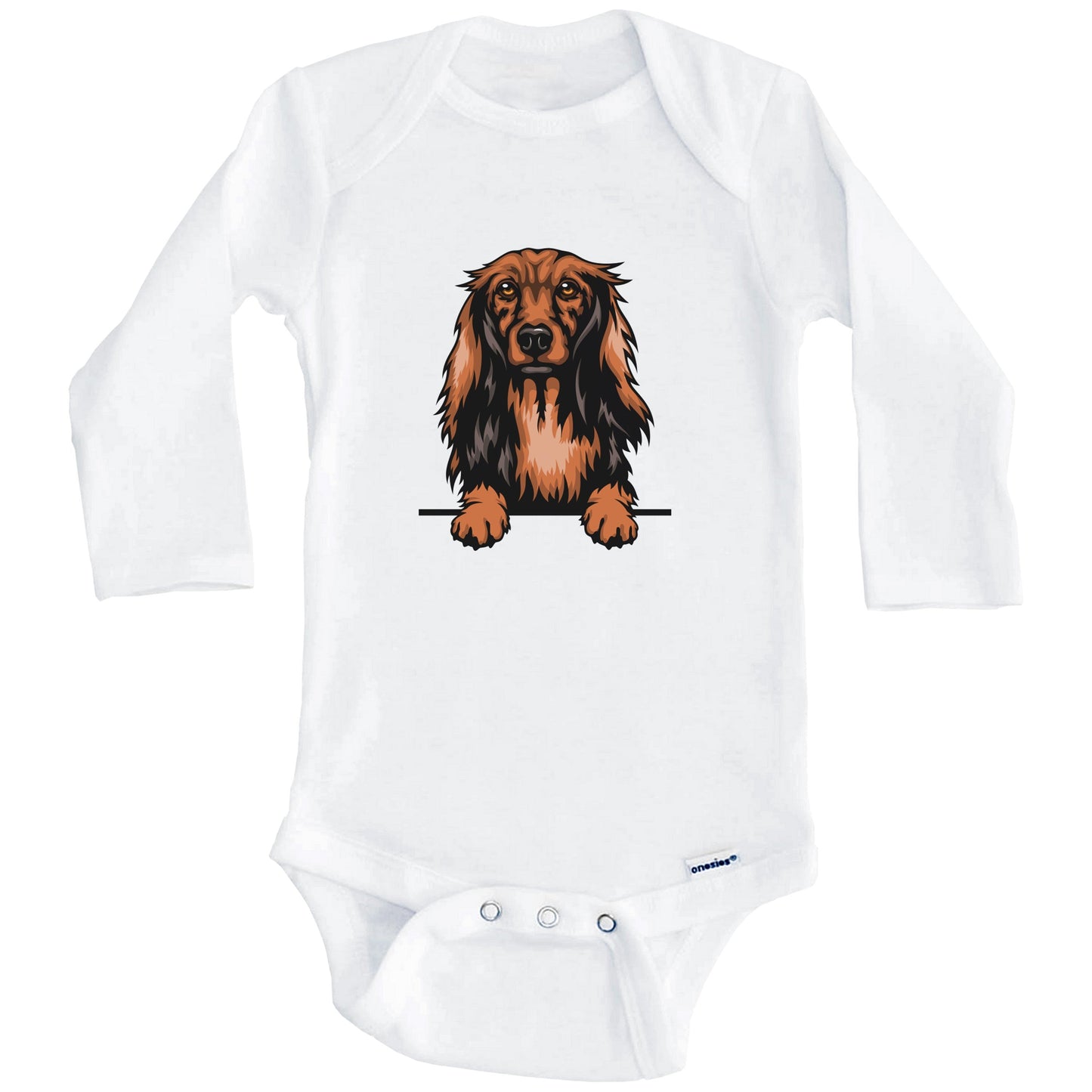 Dachshund Dog Breed Cute One Piece Baby Bodysuit v5 (Long Sleeves)