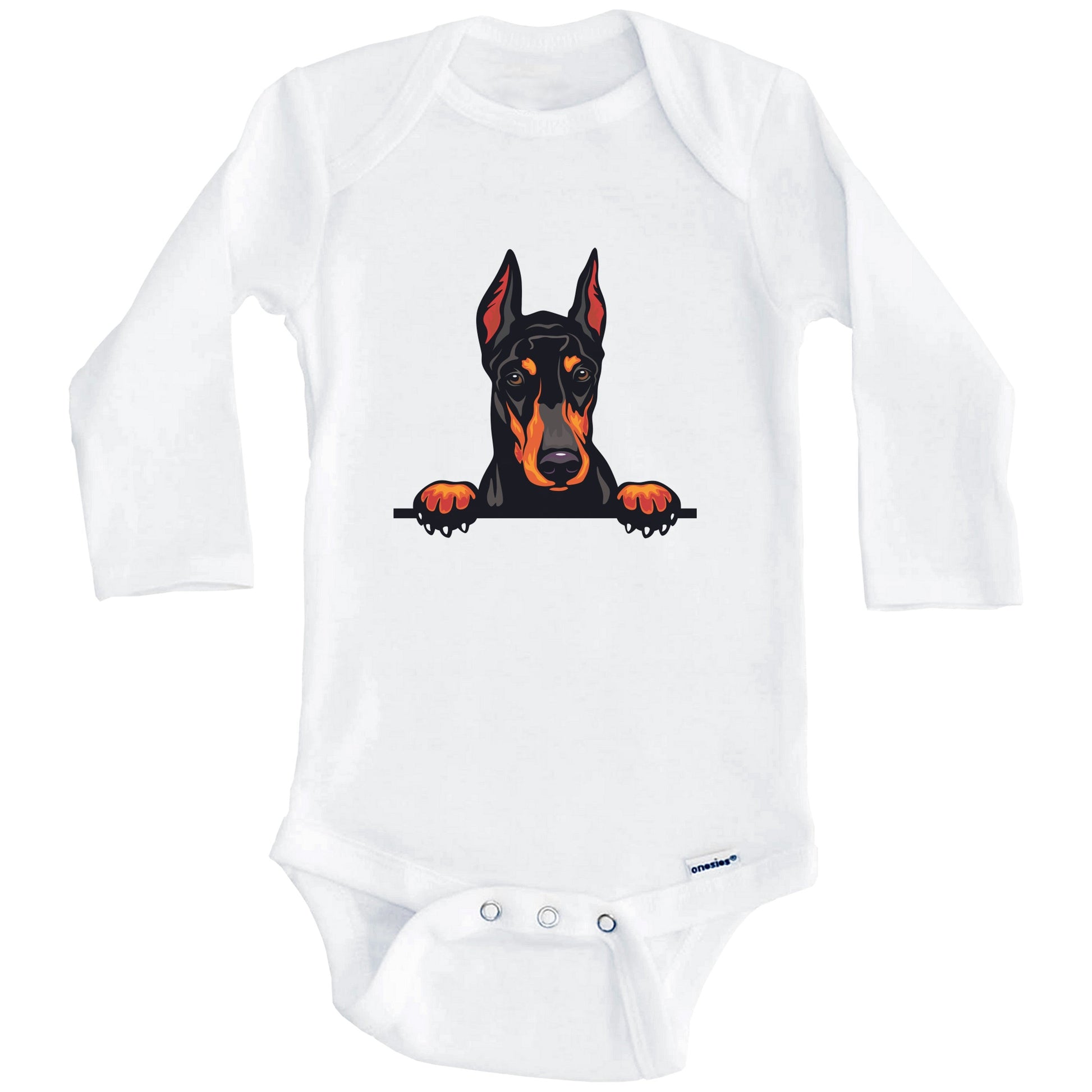 Doberman Dog Breed Cute One Piece Baby Bodysuit (Long Sleeves)