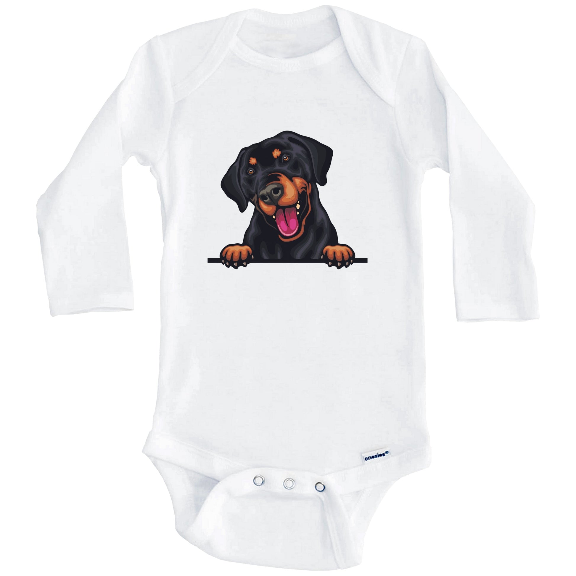 Doberman Pinscher Dog Breed Cute One Piece Baby Bodysuit v2 (Long Sleeves)