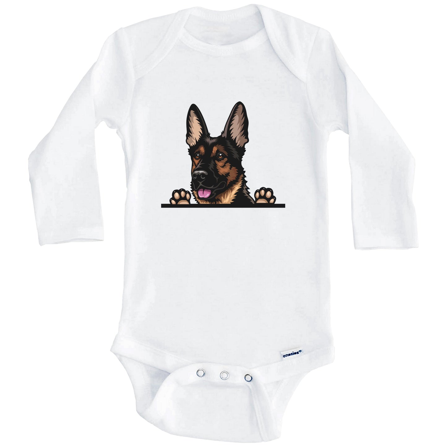 East European Shepherd Dog Breed Cute One Piece Baby Bodysuit (Long Sleeves)