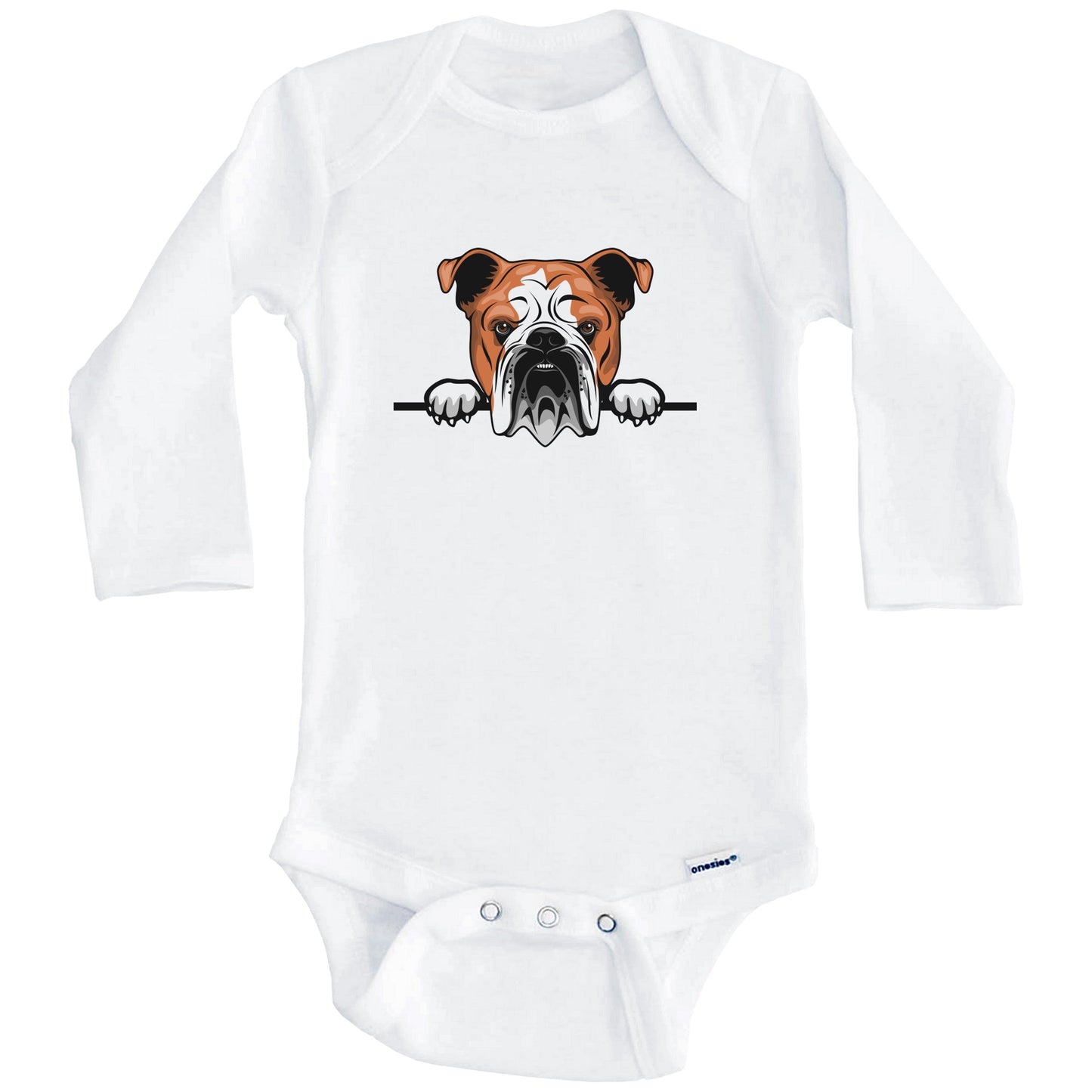 English Bulldog Dog Breed Cute One Piece Baby Bodysuit (Long Sleeves)