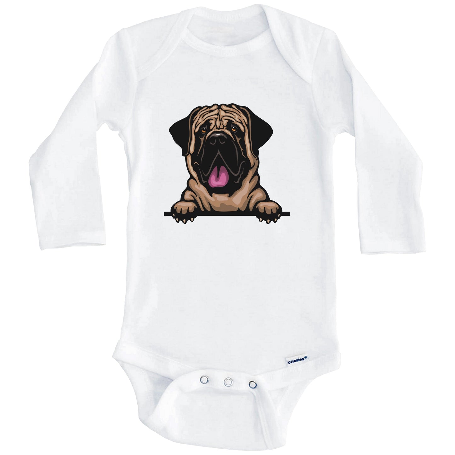 English Mastiff Dog Breed Cute One Piece Baby Bodysuit (Long Sleeves)