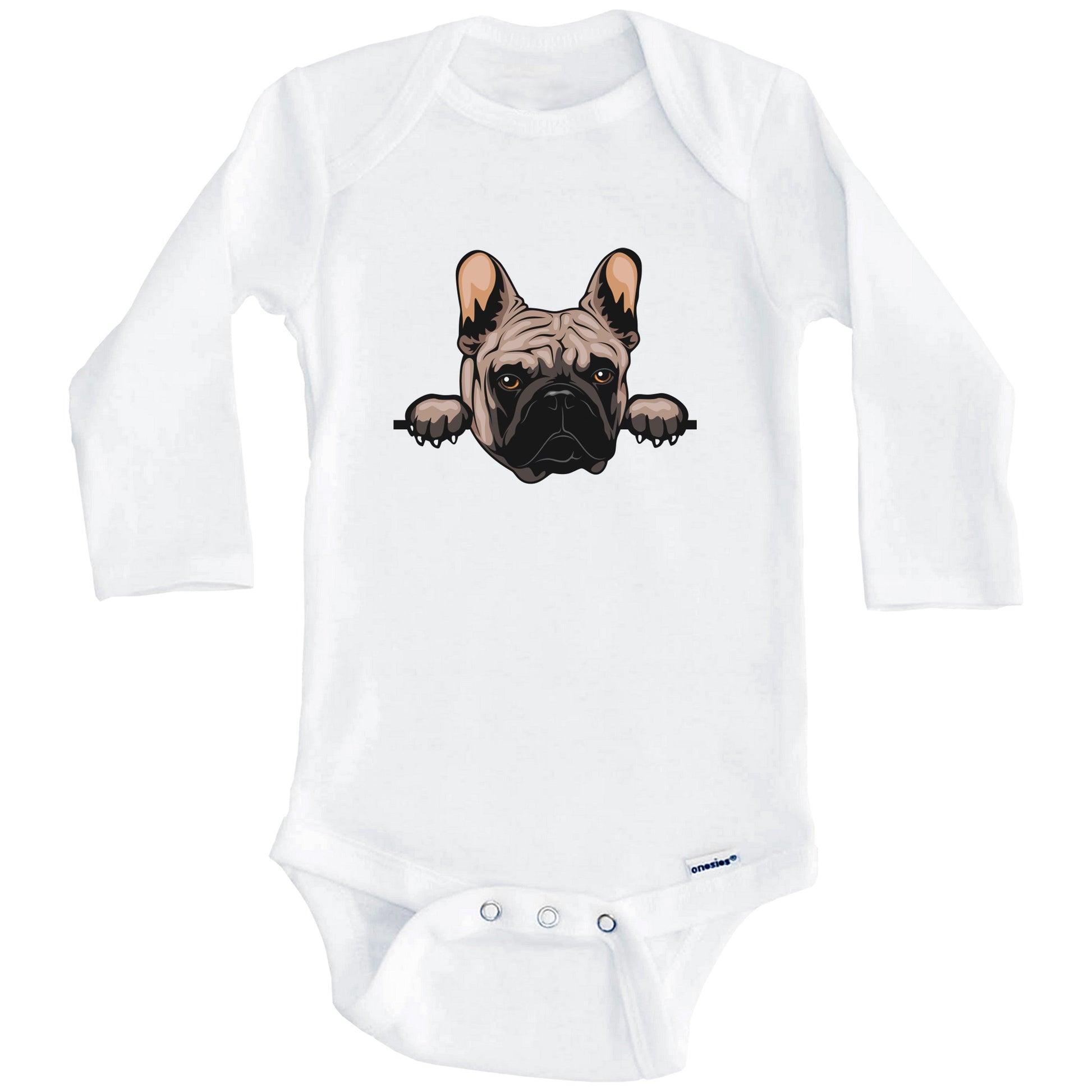 French Bulldog Dog Breed Cute One Piece Baby Bodysuit (Long Sleeves)