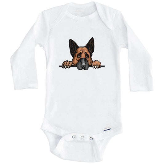 German Shepherd Dog Breed Cute One Piece Baby Bodysuit (Long Sleeves)