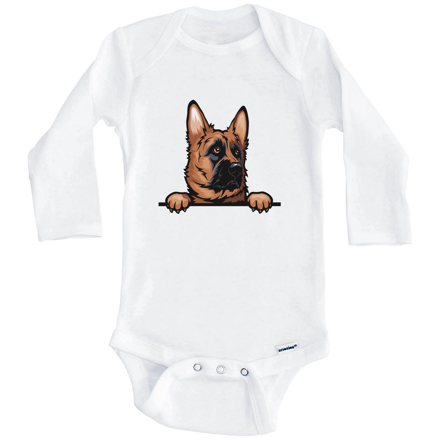 German Shepherd Dog Breed Cute One Piece Baby Bodysuit v2 (Long Sleeves)
