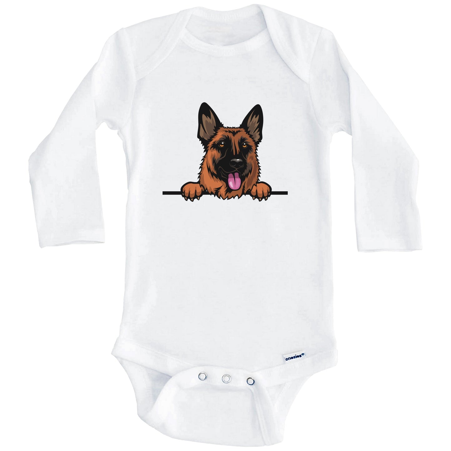 German Shepherd Dog Breed Cute One Piece Baby Bodysuit v3 (Long Sleeves)