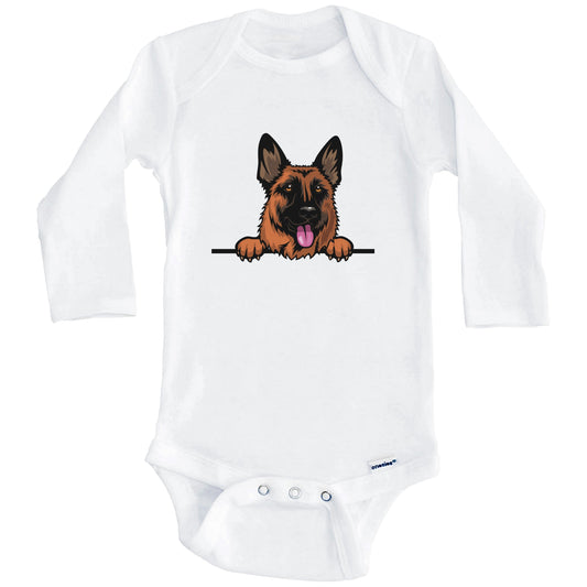 German Shepherd Dog Breed Cute One Piece Baby Bodysuit v3 (Long Sleeves)