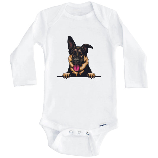 German Shepherd Dog Breed Cute One Piece Baby Bodysuit v4 (Long Sleeves)