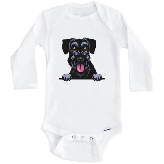 Giant Schnauzer Dog Breed Cute One Piece Baby Bodysuit (Long Sleeves)