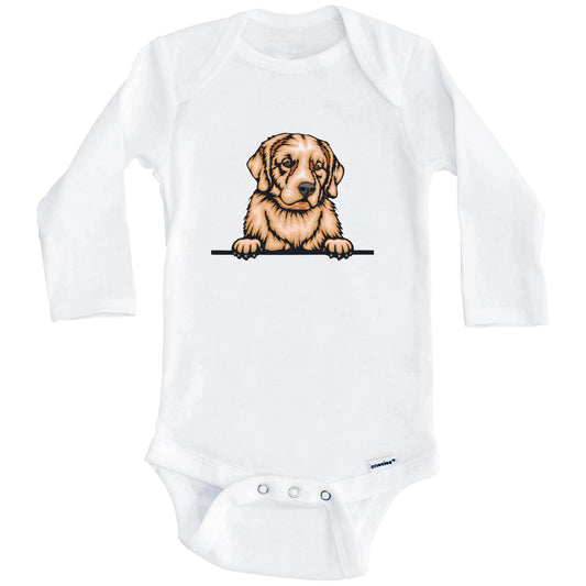 Golden Retriever Dog Breed Cute One Piece Baby Bodysuit (Long Sleeves)