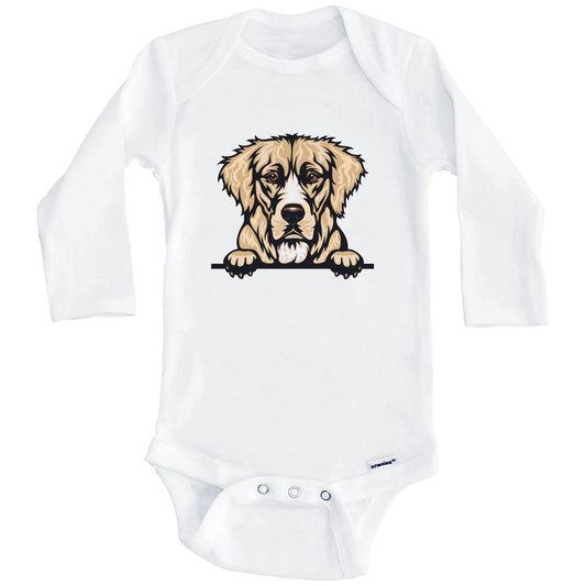 Golden Retriever Dog Breed Cute One Piece Baby Bodysuit v3 (Long Sleeves)