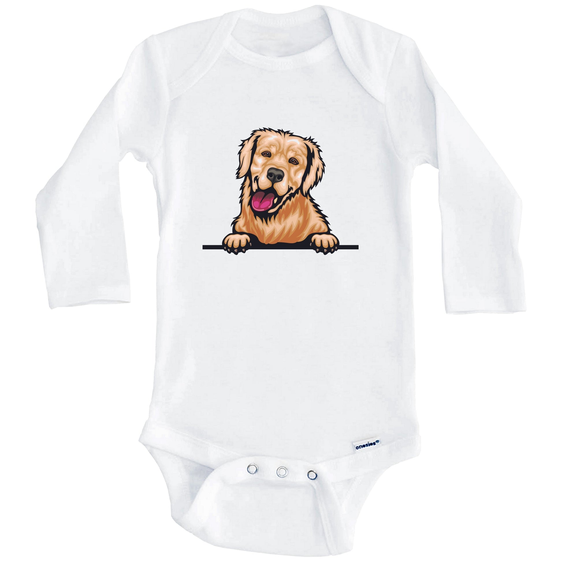 Golden Retriever Dog Breed Cute One Piece Baby Bodysuit v4 (Long Sleeves)