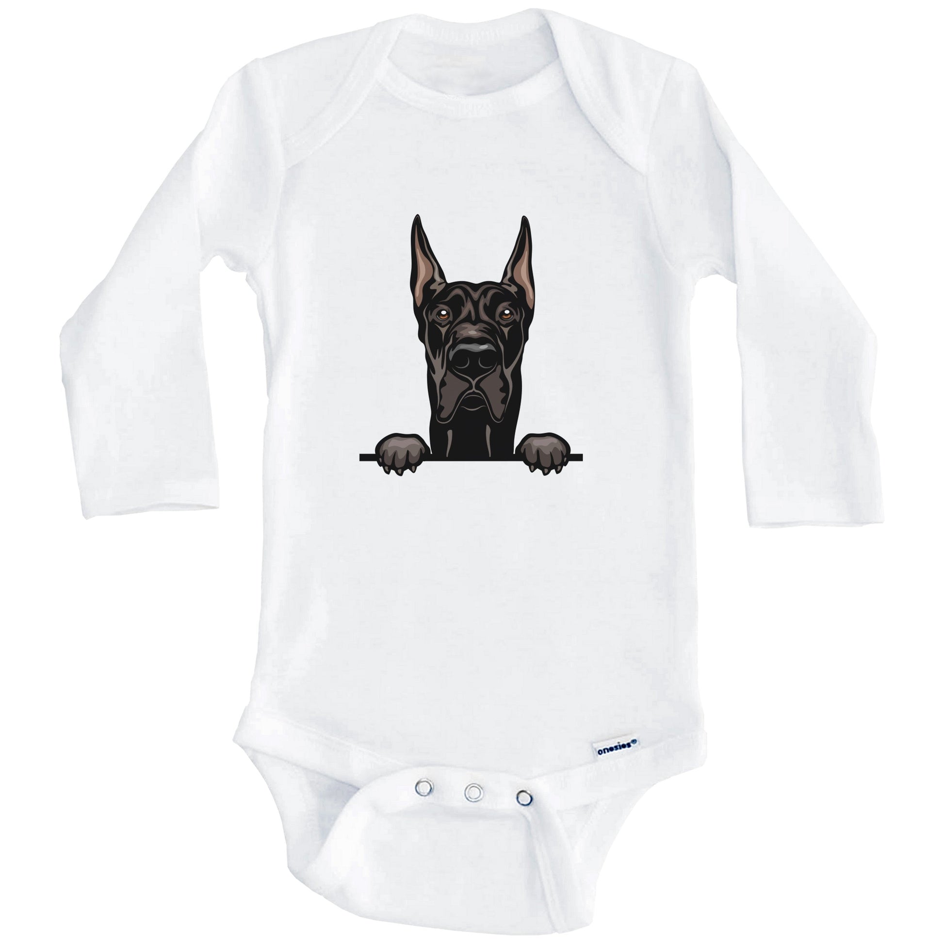Great Dane Dog Breed Cute One Piece Baby Bodysuit (Long Sleeves)