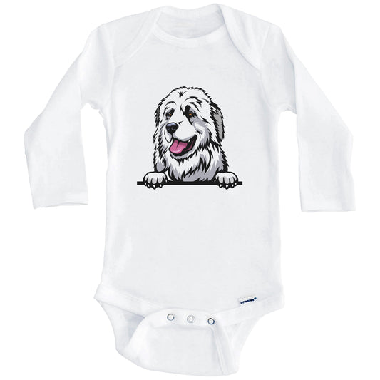 Great Pyrenees Dog Breed Cute One Piece Baby Bodysuit (Long Sleeves)