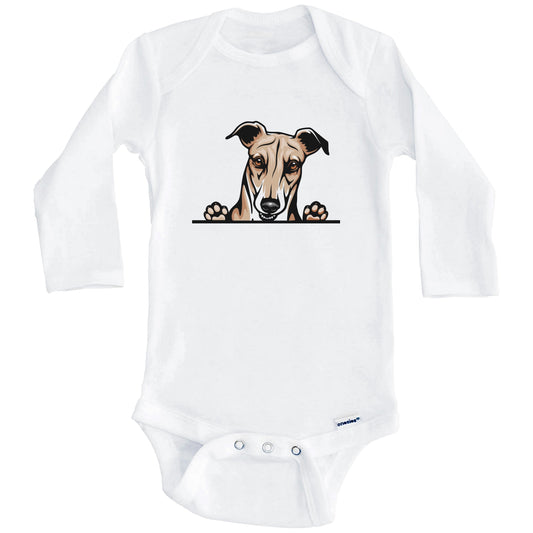 Greyhound Dog Breed Cute One Piece Baby Bodysuit (Long Sleeves)